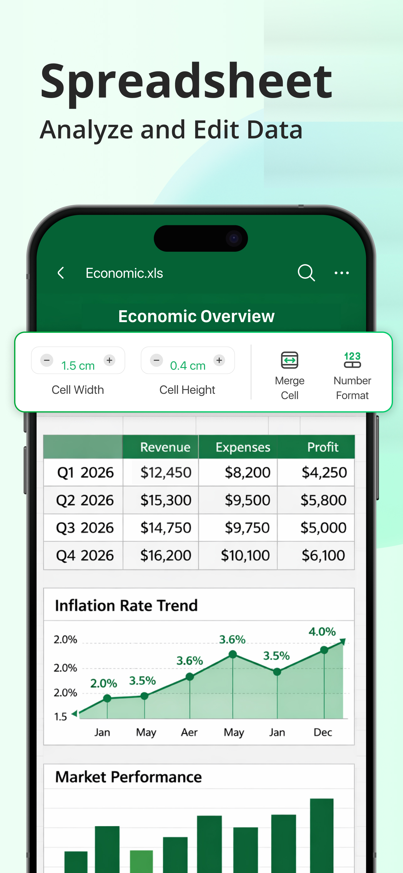 Spreadsheet editor preview